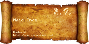 Maic Ince névjegykártya